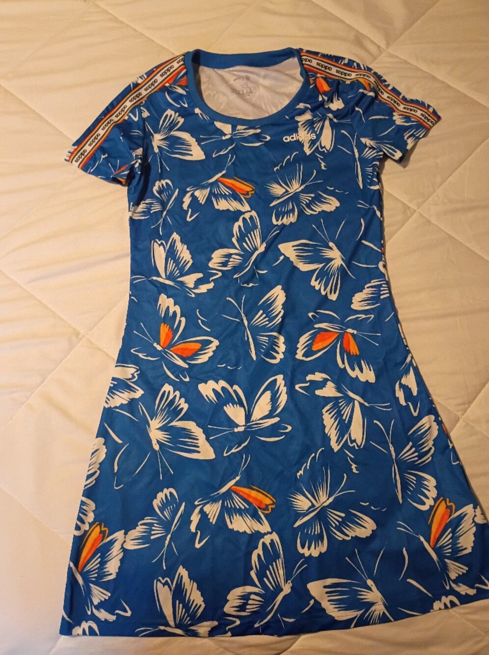 adidas Blue Butterfly Print Women's Sport Dress Sz. Xs Size Fitted
